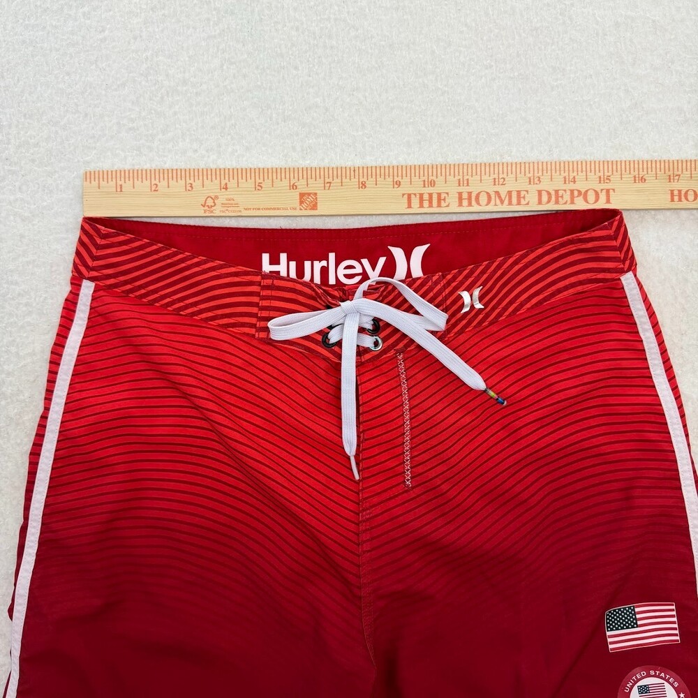 Hurley Men's Red Phantom USA Olympic Team Board Surf Swim Shorts Size 30 - Picture 4 of 8